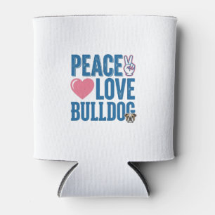 Friedensliebe Bulldogge Vintage Hundeshirt Design Dosenkühler
