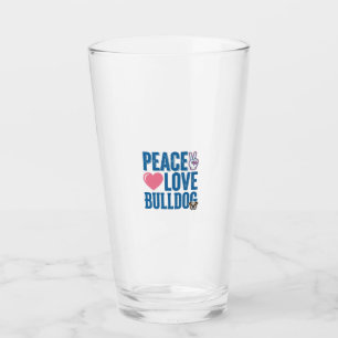 Friedensliebe Bulldogge Vintage Hundeshirt Design Glas