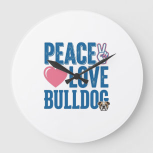Friedensliebe Bulldogge Vintage Hundeshirt Design Große Wanduhr