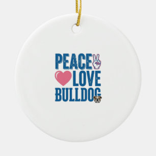 Friedensliebe Bulldogge Vintage Hundeshirt Design Keramik Ornament