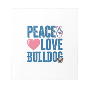 Friedensliebe Bulldogge Vintage Hundeshirt Design Notizblock