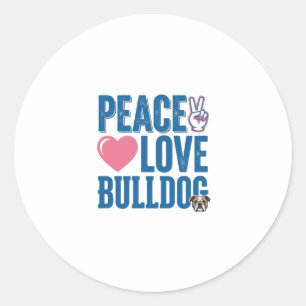 Friedensliebe Bulldogge Vintage Hundeshirt Design Runder Aufkleber