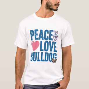 Friedensliebe Bulldogge Vintage Hundeshirt Design T-Shirt