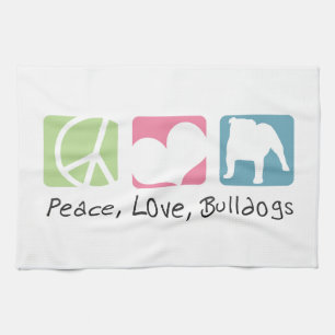 FriedensLiebe-Bulldoggen Geschirrtuch
