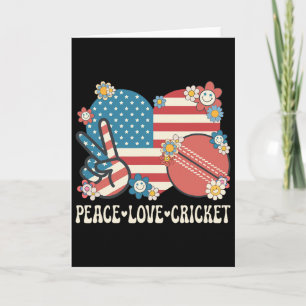 Friedensliebe Cricket Liebhaber Amerikanische Flag Karte