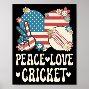 Friedensliebe Cricket Liebhaber Amerikanische Flag Poster