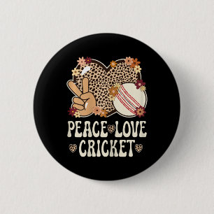 Friedensliebe Cricket Liebhaber Outfit Gepard Druc Button