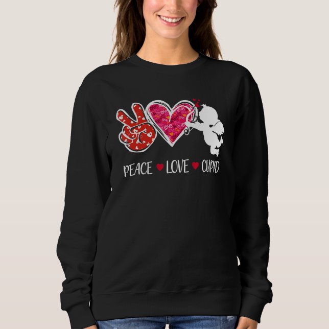Friedensliebe Cupid Süßer Roter Leopard Valentinst Sweatshirt (Vorderseite)