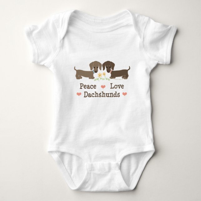 FriedensLiebe-Dackel-Baby-Bodysuit Baby Strampler (Vorderseite)