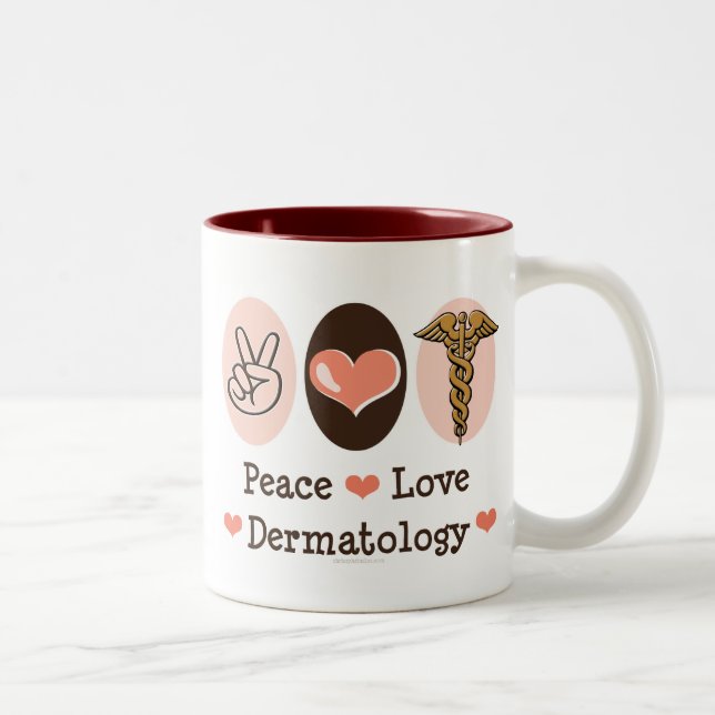 FriedensLiebe-Dermatologie-Tasse Zweifarbige Tasse (Rechts)