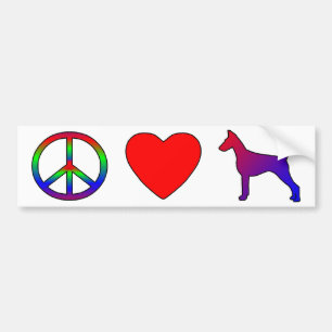 FriedensLiebe-Dobermannpinschers-Autoaufkleber Autoaufkleber