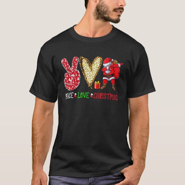 Friedensliebe Erntedankfest Truthahn Leopard Fried T-Shirt (Vorderseite)