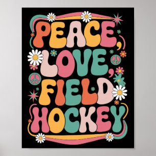 Friedensliebe Feldhockey 70er Hippie Retro Feldhoc Poster