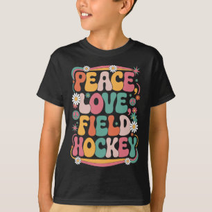 Friedensliebe Feldhockey 70er Hippie Retro Feldhoc T-Shirt
