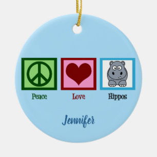 FriedensLiebe-Flusspferd-Weihnachten Keramik Ornament