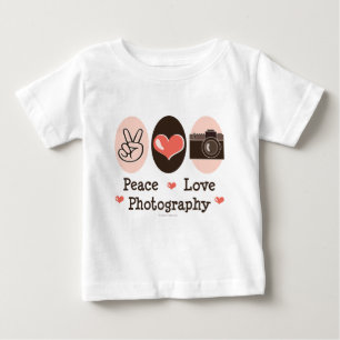 FriedensLiebe-Fotografie-Kamera-Baby-langes Baby T-shirt
