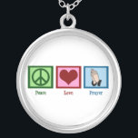 FriedensLiebe-Gebet Versilberte Kette<br><div class="desc">Ein Friedenszeichen,  Herz und zwei Hände gefaltet,  um zu beten. Ein schönes religiöses Geschenk.</div>