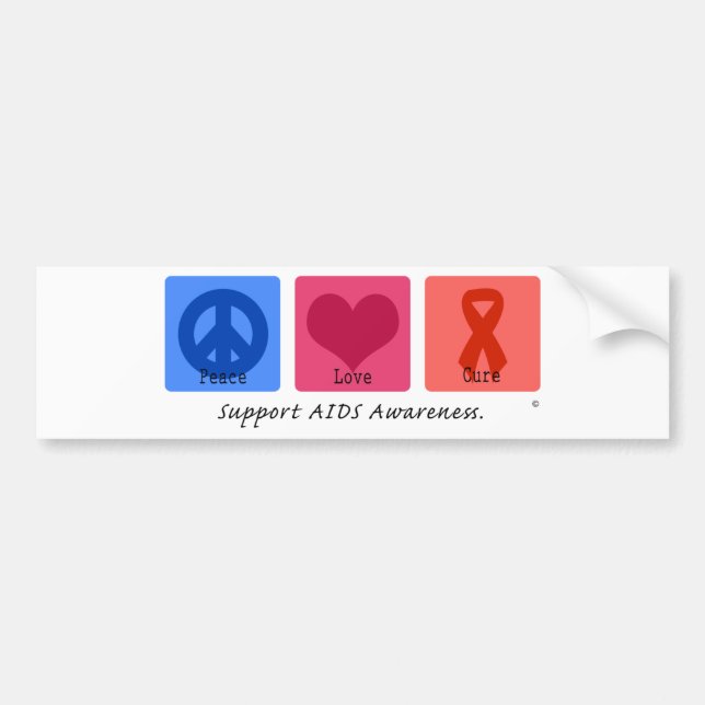 FriedensLiebe-Heilung AIDS Autoaufkleber (Vorne)