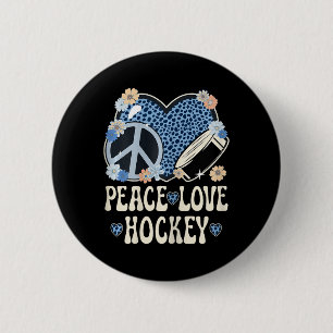 Friedensliebe-Hockeyliebhaber-Outfit Gepardendruck Button
