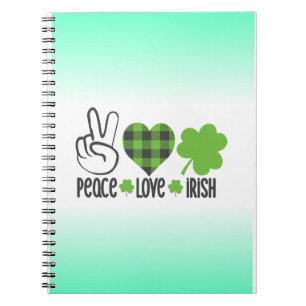 Friedensliebe Irischer St. Patrick's Day Design-66 Notizblock