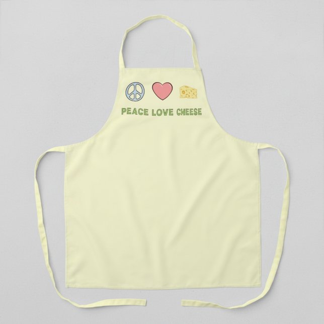 Friedensliebe Käse Gelbe Retro-Schürze Schürze (Peace love cheese yellow apron.)