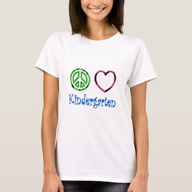 FriedensLiebe-Kindergarten-Schulkindergrad-Lehrer T-Shirt (Vorderseite)