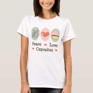 FriedensLiebe-Kuchen-Behälter-Spitze T-Shirt