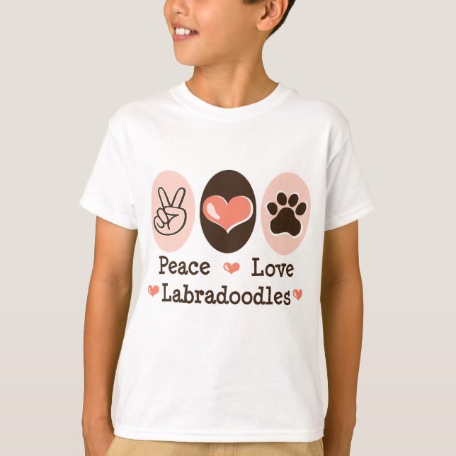 FriedensLiebe Labradoodles scherzt T-Shirt (Vorderseite)