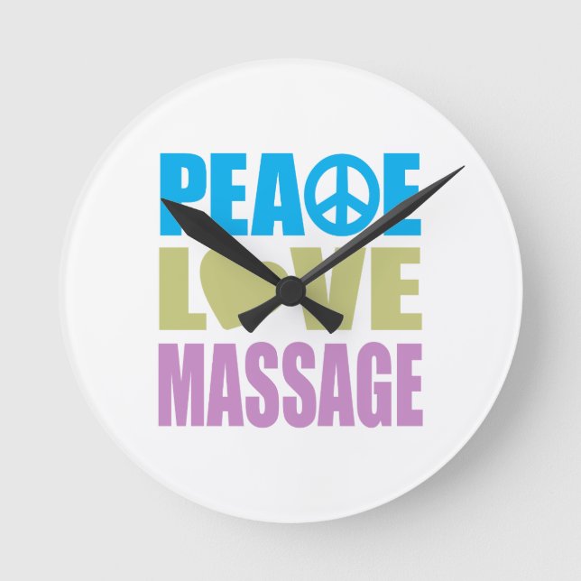 FriedensLiebe-Massage Runde Wanduhr (Vorderseite)