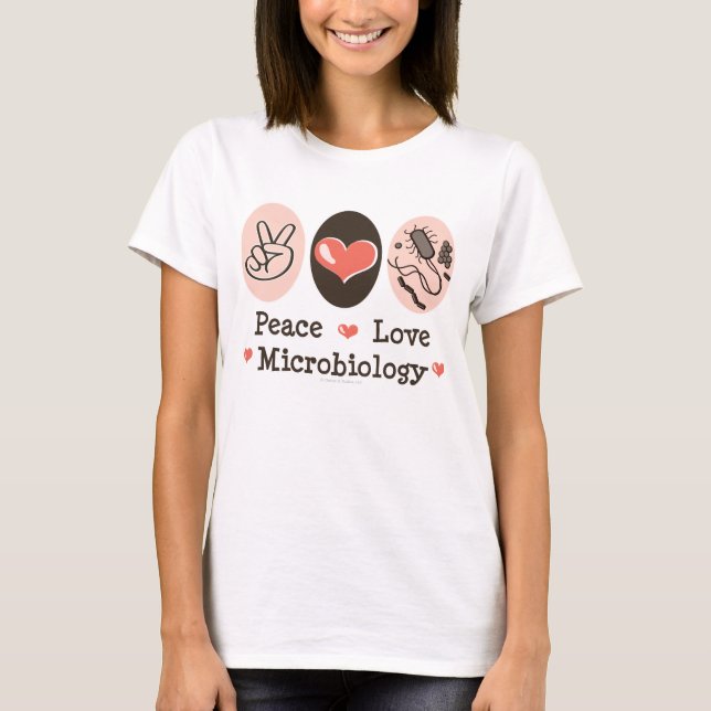 FriedensLiebe-Mikrobiologie-Behälter-Spitze T-Shirt (Vorderseite)