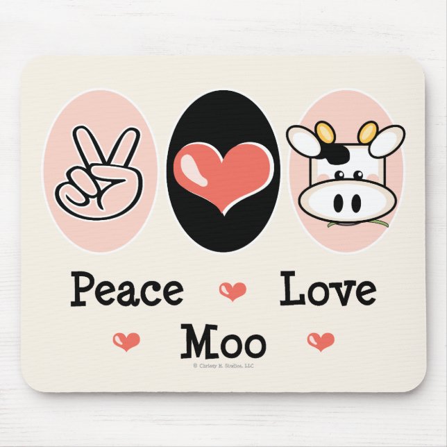 FriedensLiebe-MOO-Kuh Mousepad (Vorne)