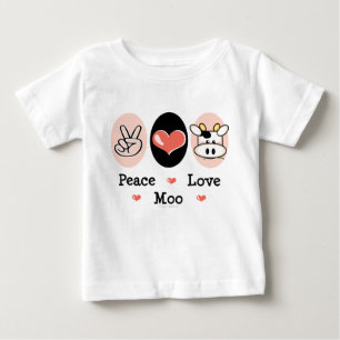 FriedensLiebe-MOO-Kuh-Säuglings-langes Baby T-shirt