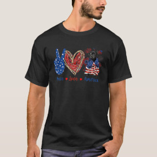 Friedensliebe Mops Hund Patriotisch Amerika Flagge T-Shirt