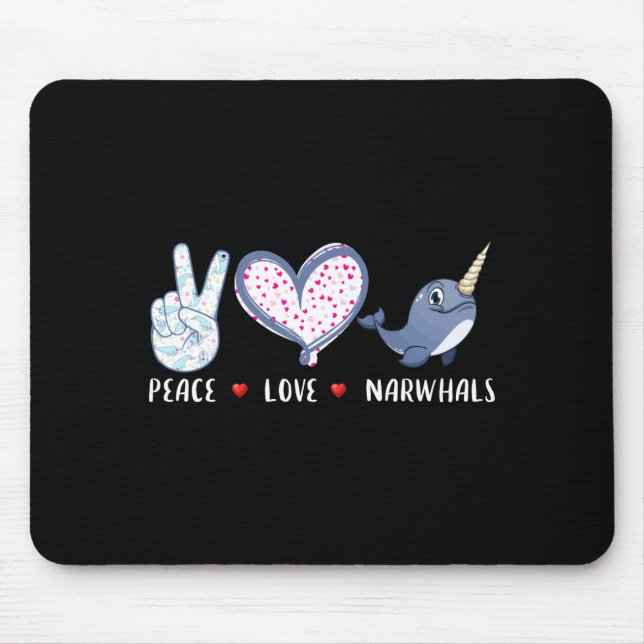 Friedensliebe Narwal für Mädchen Jungen Kinder Mousepad (Vorne)