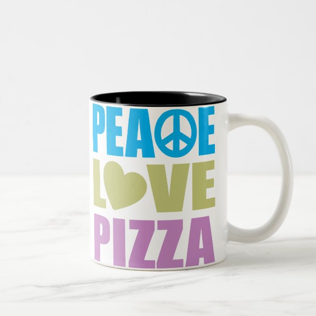 FriedensLiebe-Pizza Zweifarbige Tasse (Rechts)