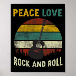 Friedensliebe Rock & Roll Gitarrespieler Gitar Poster