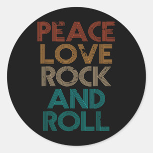 Friedensliebe Rock N Roll Shirt Vintage Band Rock Runder Aufkleber