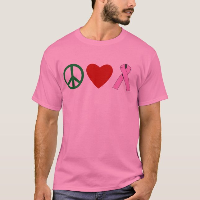 FriedensLiebe-Rosa-Band-T-Shirts, Tassen T-Shirt (Vorderseite)