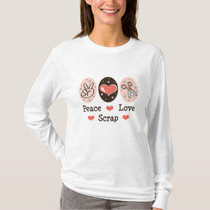 FriedensLiebe-Schrott Scrapbooking langer Hülsen- T-Shirt
