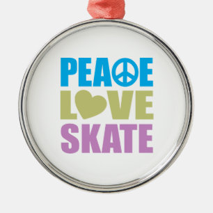 FriedensLiebe-Skate Silbernes Ornament