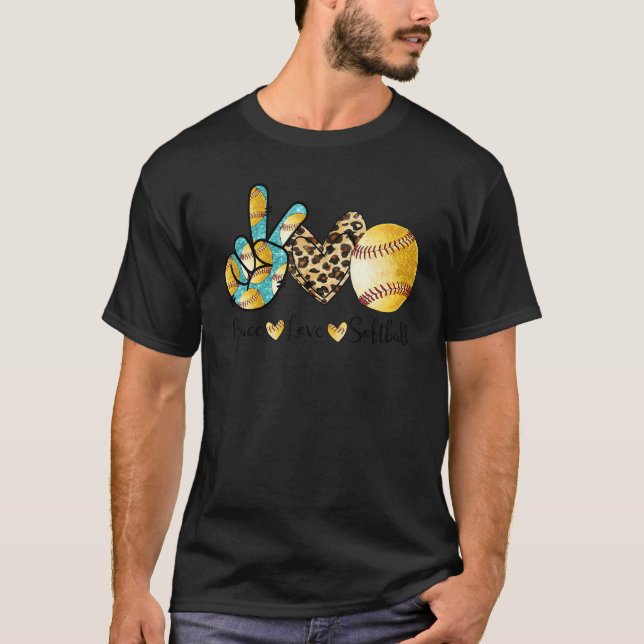 Friedensliebe Softball Werfer Fänger Geschenk Kind T-Shirt (Vorderseite)
