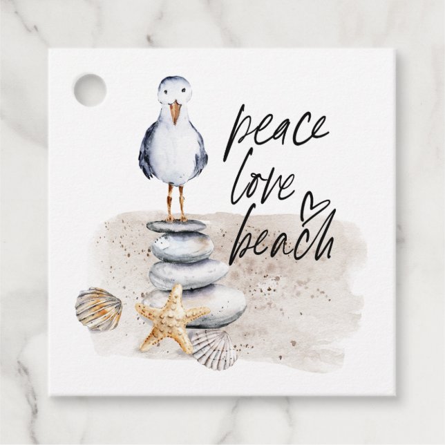 Friedensliebe Strand Möwe Küste Geschenkanhänger (Vorderseite)