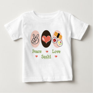 FriedensLiebe-Sushi-Säuglings-langes Baby T-shirt