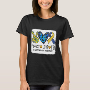 Friedensliebe T21 Heilung Blau Gelb Down-Syndrom-B T-Shirt