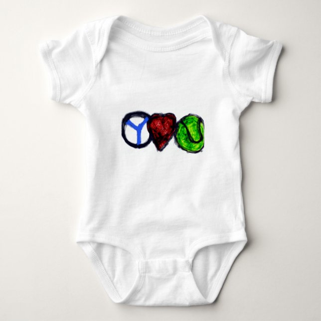 FriedensLiebe-Tennis Baby Strampler (Vorderseite)