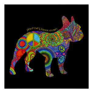 "FriedensLiebe u. Boston-Terrier-" Poster