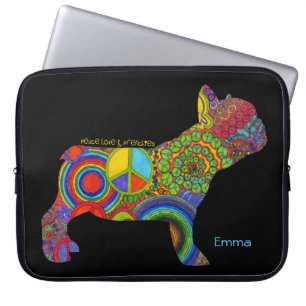 "FriedensLiebe-u. -Frenchies-" Laptopschutzhülle