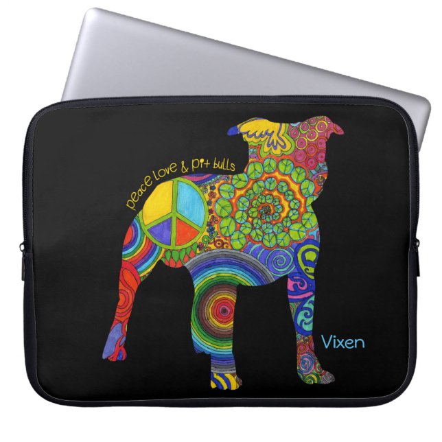 "FriedensLiebe-u. -gruben-Stier-" Laptopschutzhülle (Vorderseite)