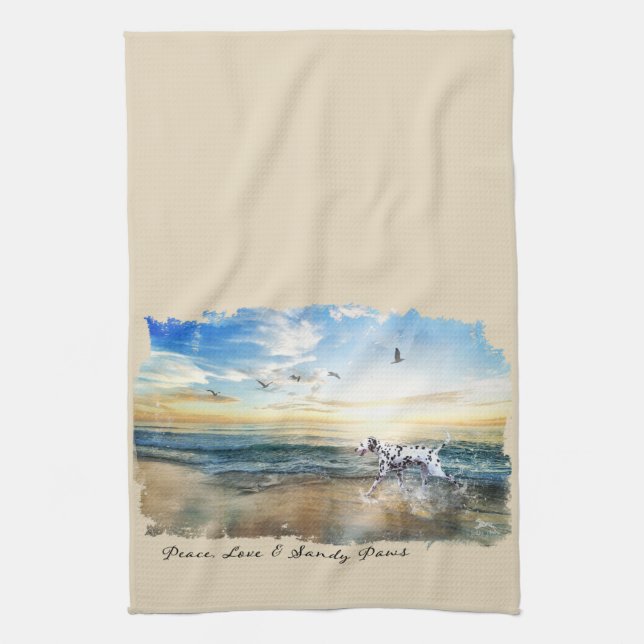 FriedensLiebe-u. -sandy-Tatzen-Dalmatiner Geschirrtuch (Vertikal)