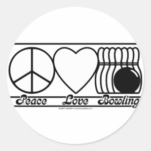 FriedensLiebe und -Bowling Runder Aufkleber